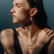 Load image into Gallery viewer, Gold Double Pearl Drop earrings