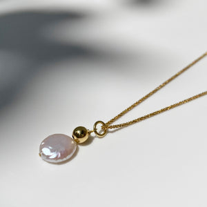 Gold Flat Pearl necklace