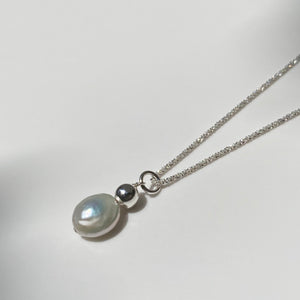 Silver Flat Pearl necklace