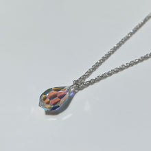 Load image into Gallery viewer, Silver necklace with multifaceted aurora borealis crystal pendant. Chain is made from polished 925 (sterling) silver, pendant made from crystal glass. The length of the chain is 50 cm, the pendant is 18mm long.