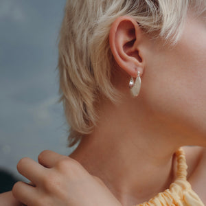 Silver Plump Half Moon creole earrings