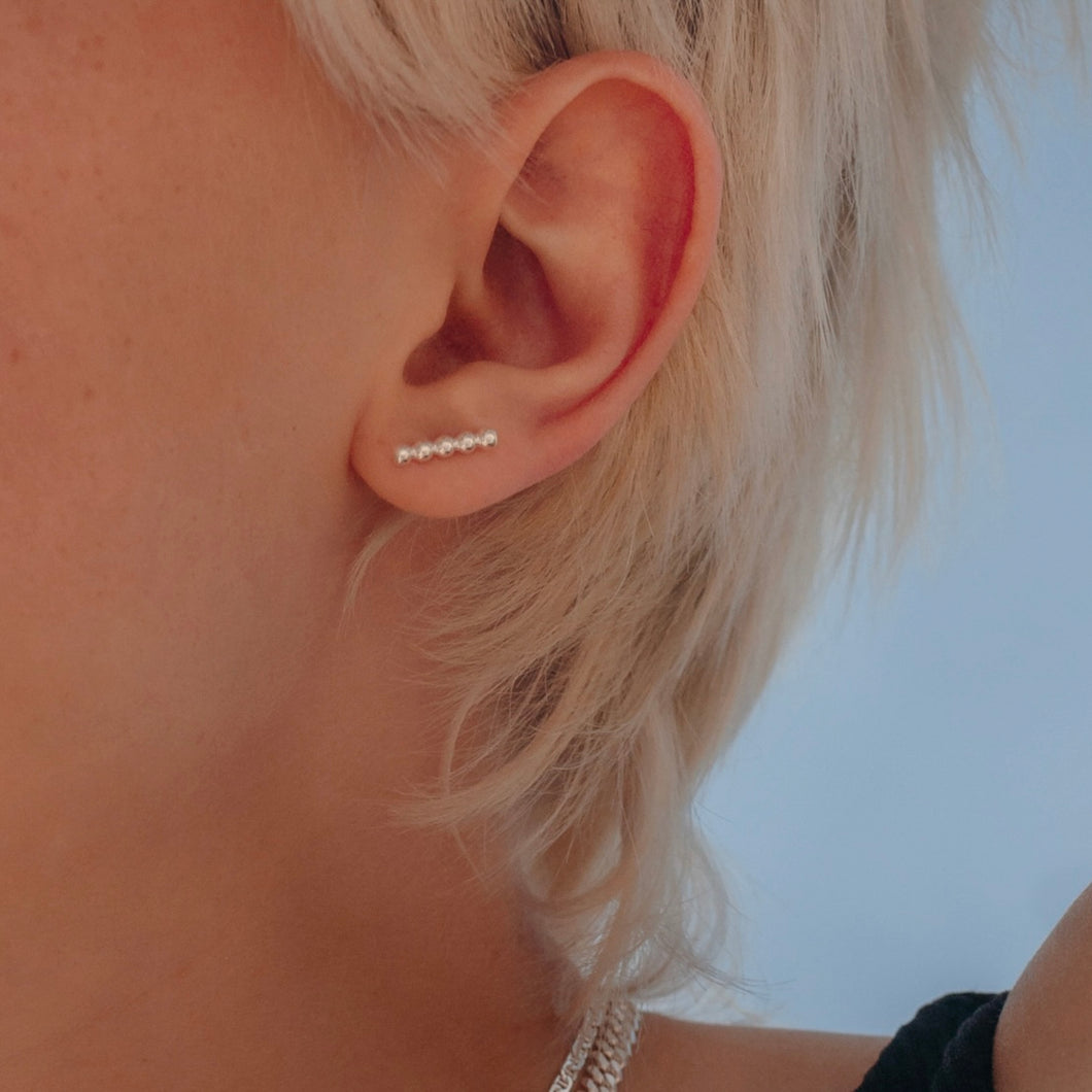 Silver Bead Bar earrings