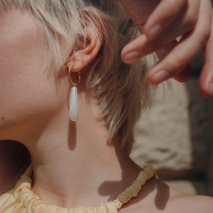 Gold Tear Pearl Creole earrings