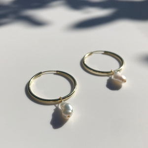 Gold Pearl Creole earrings