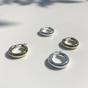 Silver Donut Creole earrings