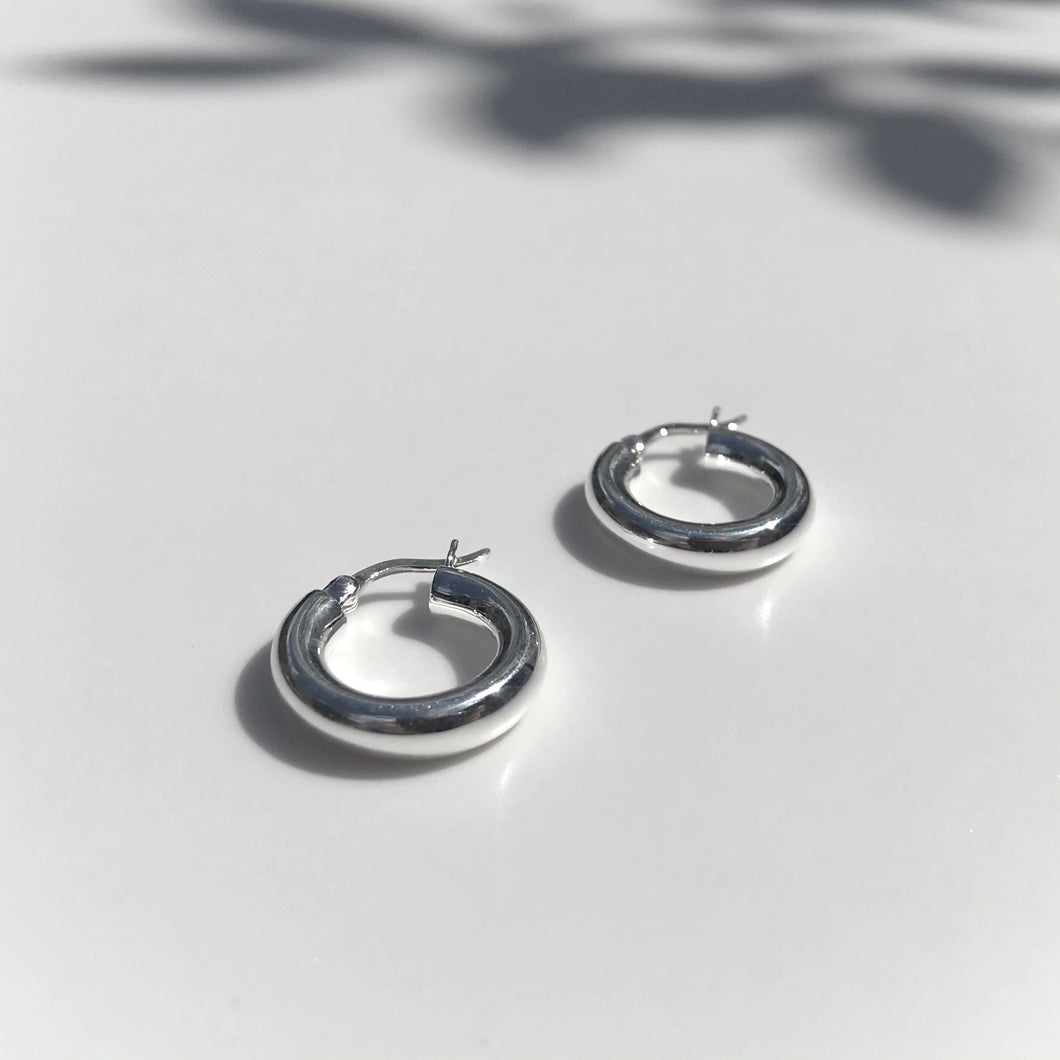 Silver Donut Creole earrings