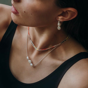 Silver Double Pearl Drop earrings