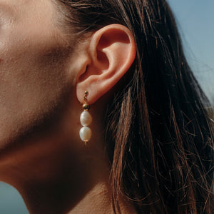 Gold Double Pearl Drop earrings