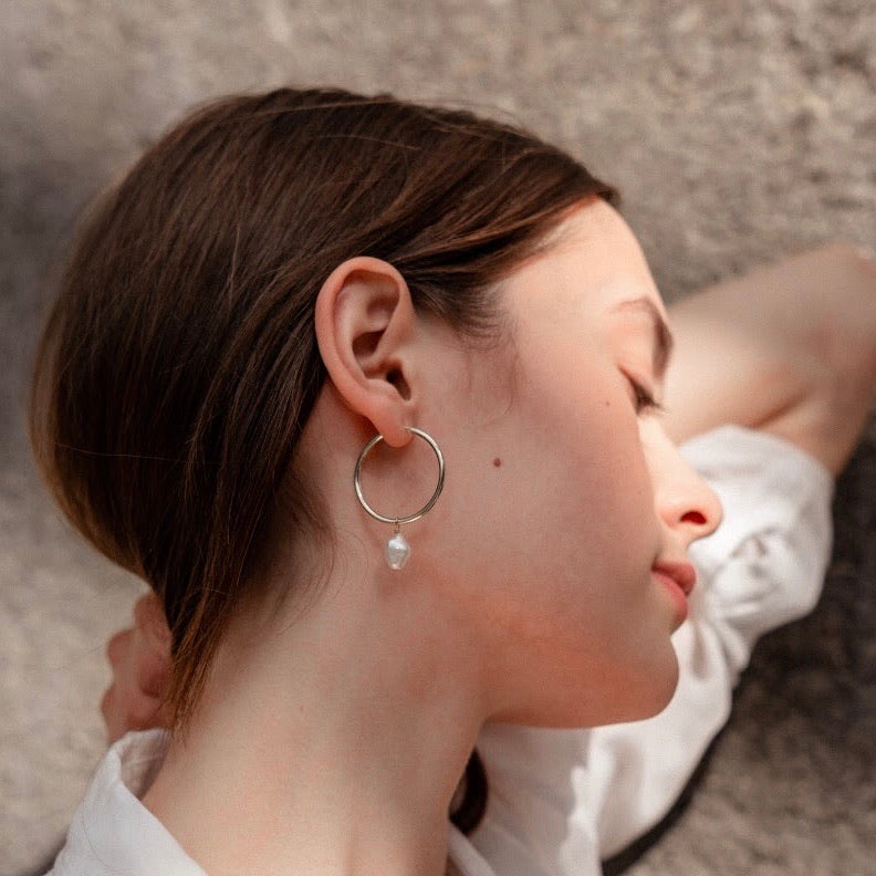 Gold Pearl Creole earrings – Bling Zoo - Main Image